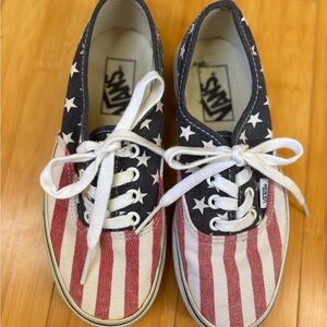 Vans Kids Canvas Sneakers in Red, White & Blue Star Stripe